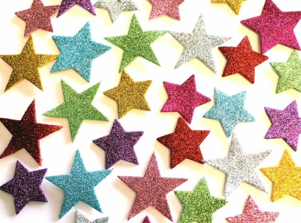 EVA Foam Glitter Stars Self Adhesive Foam Shapes Craft Star Sticker Colours 100