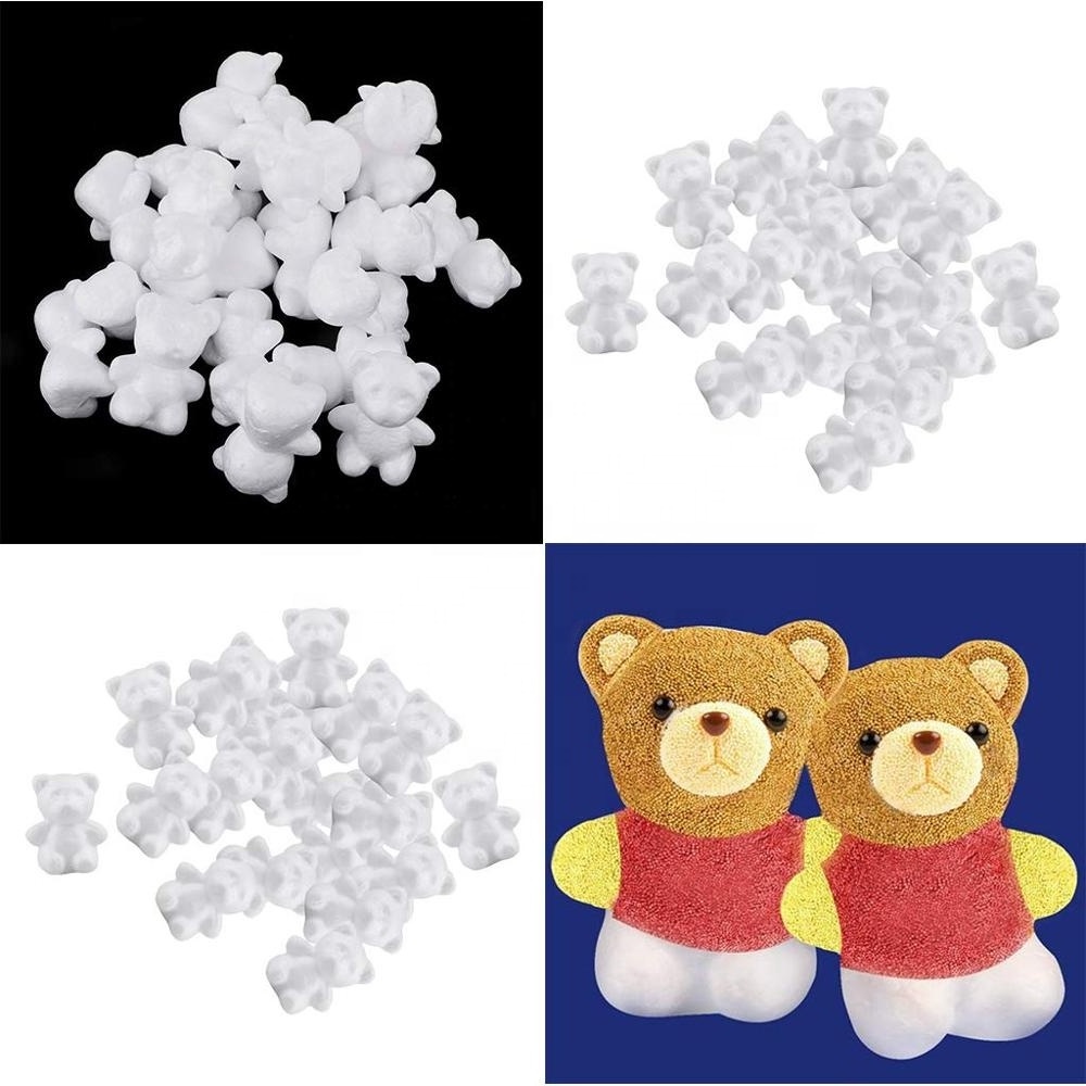 White Small  Bear Shaped Styrofoam Foam Polystyrene Ornaments DIY Craft  Bear for  Decoration