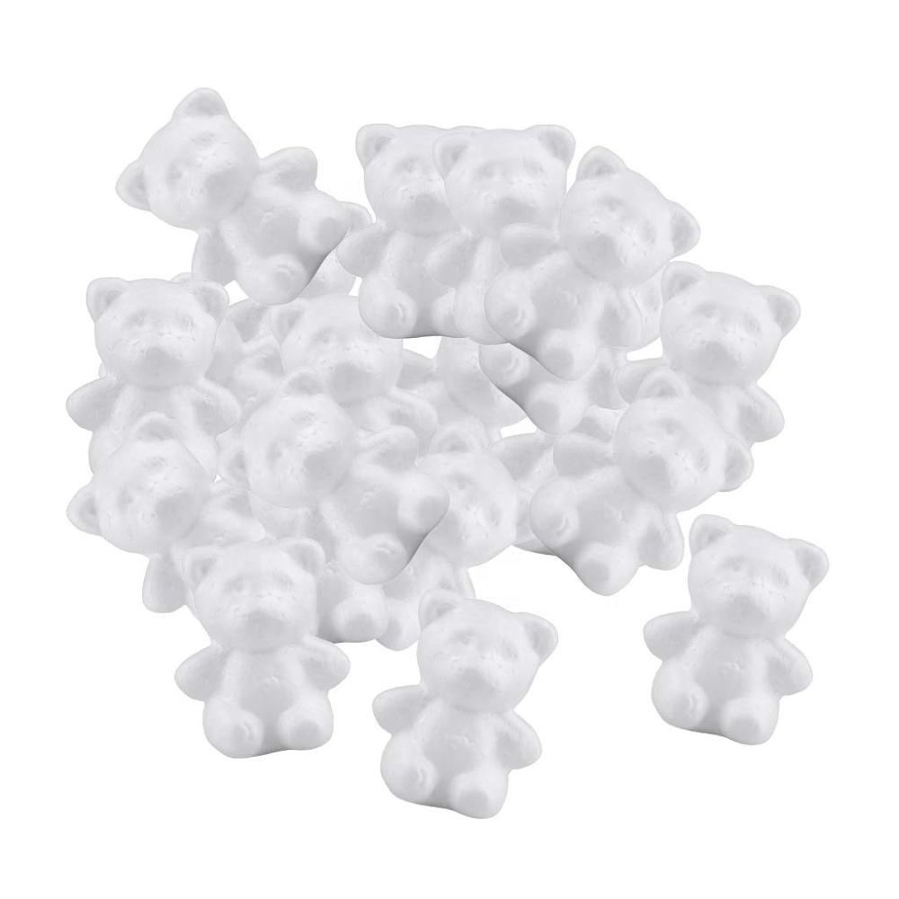 White Small  Bear Shaped Styrofoam Foam Polystyrene Ornaments DIY Craft  Bear for  Decoration