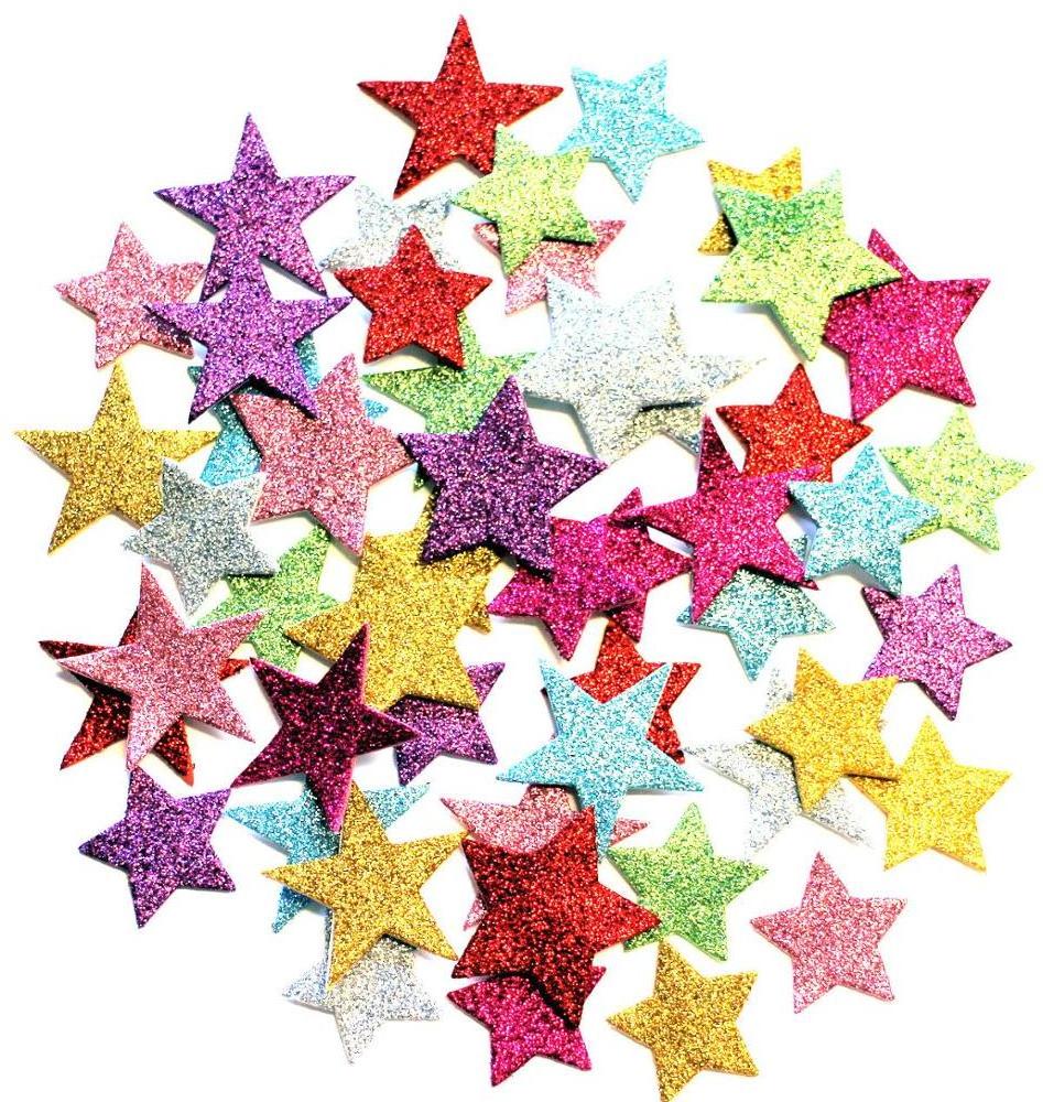 EVA Foam Glitter Stars Self Adhesive Foam Shapes Craft Star Sticker Colours 100