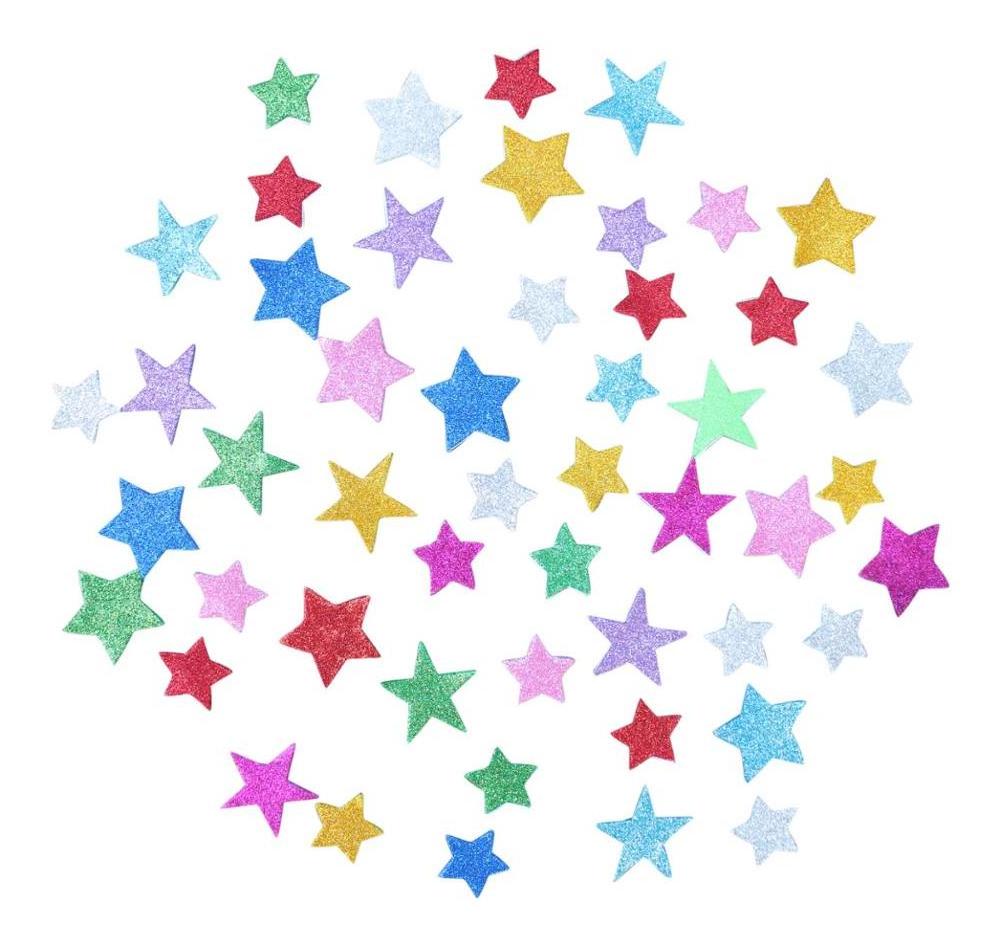 EVA Foam Glitter Stars Self Adhesive Foam Shapes Craft Star Sticker Colours 100