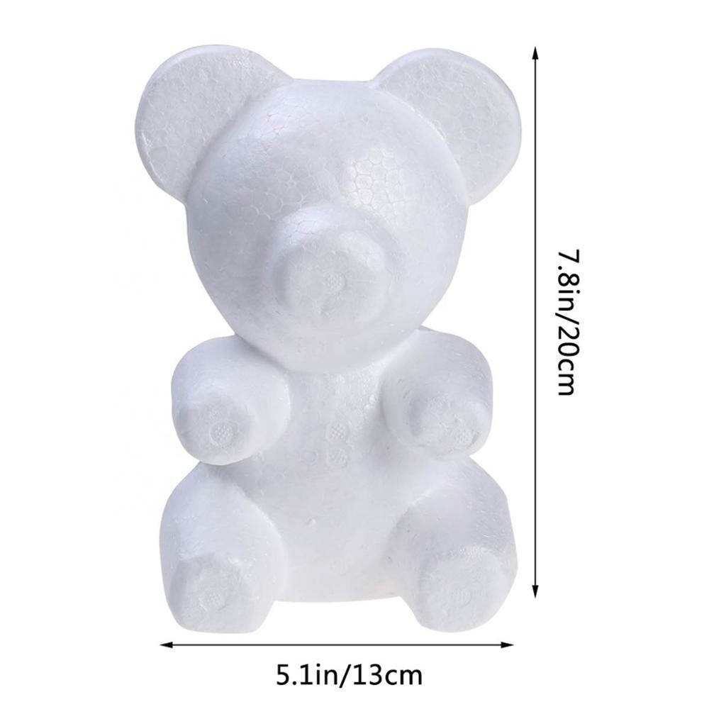 Factory White Smooth Polystyrene Bear Christmas Gift  Styrofoam Bear For Kids  DIY