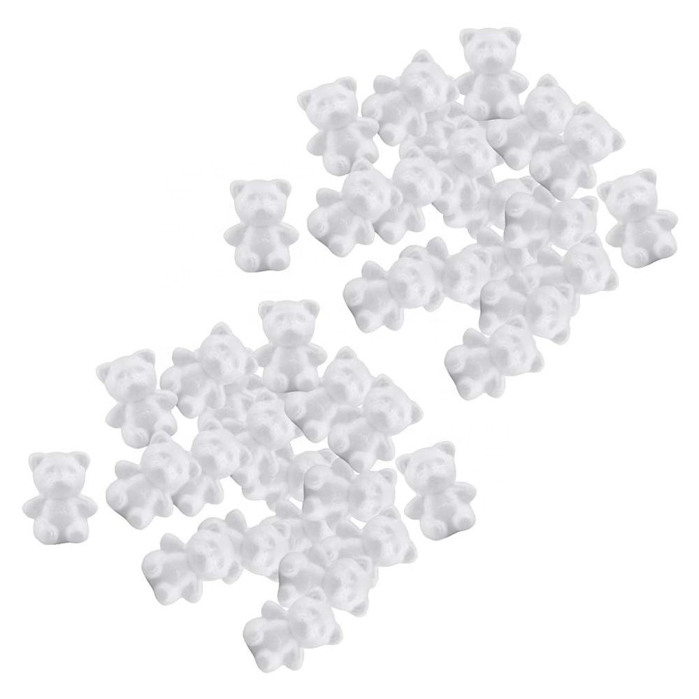 White Small  Bear Shaped Styrofoam Foam Polystyrene Ornaments DIY Craft  Bear for  Decoration