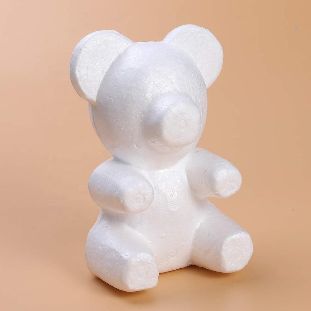 Factory White Smooth Polystyrene Bear Christmas Gift  Styrofoam Bear For Kids  DIY