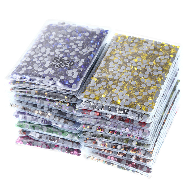 Package Custom flatback Crystals Glass Rhinestones Motif Hotfix Rhinestone Glue on Rhinestones for Fabric Shoes Bags