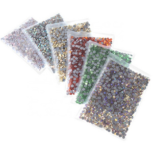 Package Custom flatback Crystals Glass Rhinestones Motif Hotfix Rhinestone Glue on Rhinestones for Fabric Shoes Bags