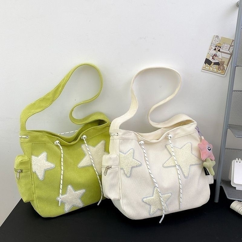 Cute Casual Women's Spring Star Corduroy Cute Tote Bag Messenger Bag Handbag NE1221