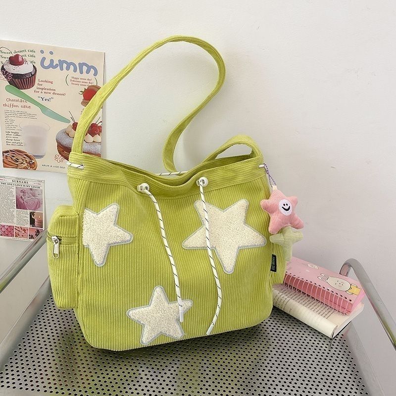 Cute Casual Women's Spring Star Corduroy Cute Tote Bag Messenger Bag Handbag NE1221