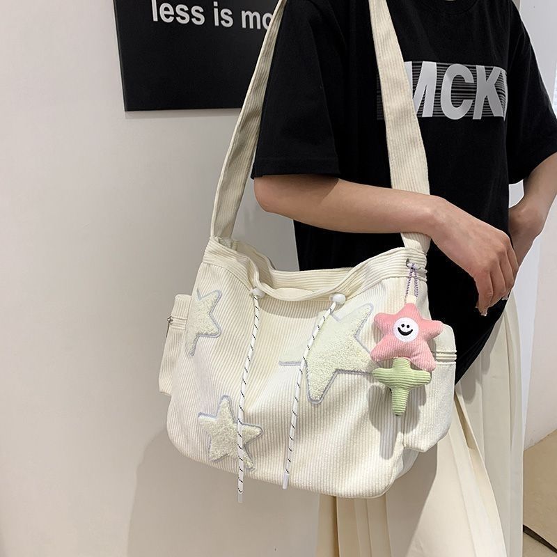 Cute Casual Women's Spring Star Corduroy Cute Tote Bag Messenger Bag Handbag NE1221