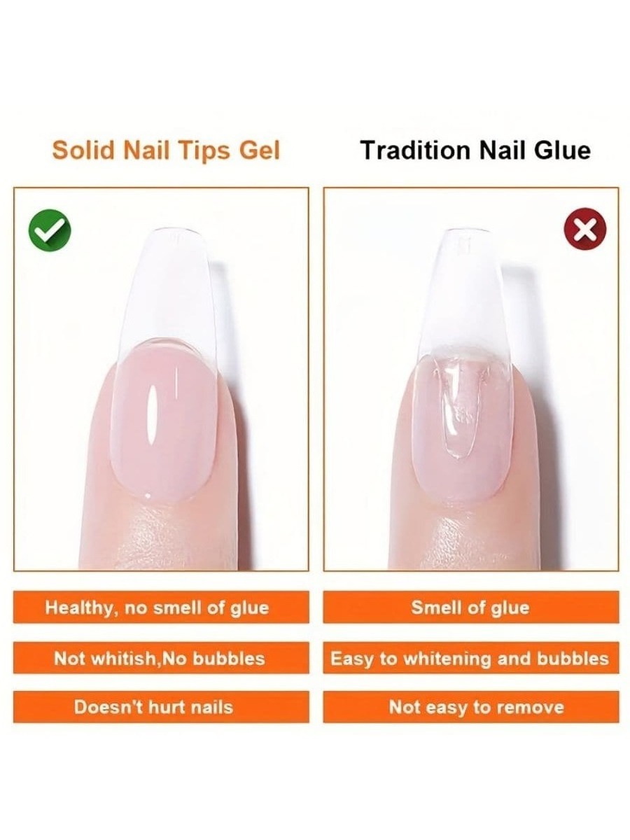 Hotsale Strong Sticky Nail Glue For Press On Nails Solid UV Glue Clear Solid Tip gel Bulk For Wearing Manicures Nail Plate