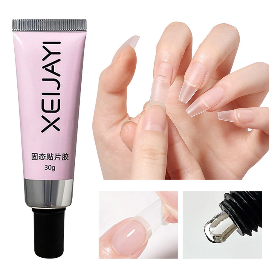 XEIJAYI New Upgraded Formula 30g Solid Nail Tips Gel Long Lasting Super Strong Adhesive Nail Glue Gel for Press on Nails