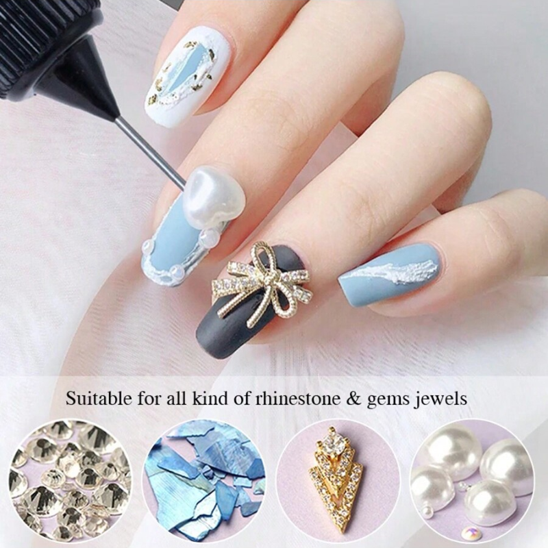 2pcs/Set Nail Solid State Rhinestone Glue Soak Off UV Super Strong Glue Gel Acrylic Press On Nails Tips for Gel Jelly Tips