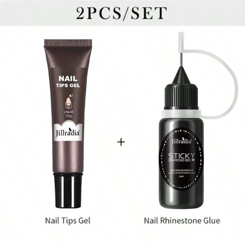 2pcs/Set Nail Solid State Rhinestone Glue Soak Off UV Super Strong Glue Gel Acrylic Press On Nails Tips for Gel Jelly Tips