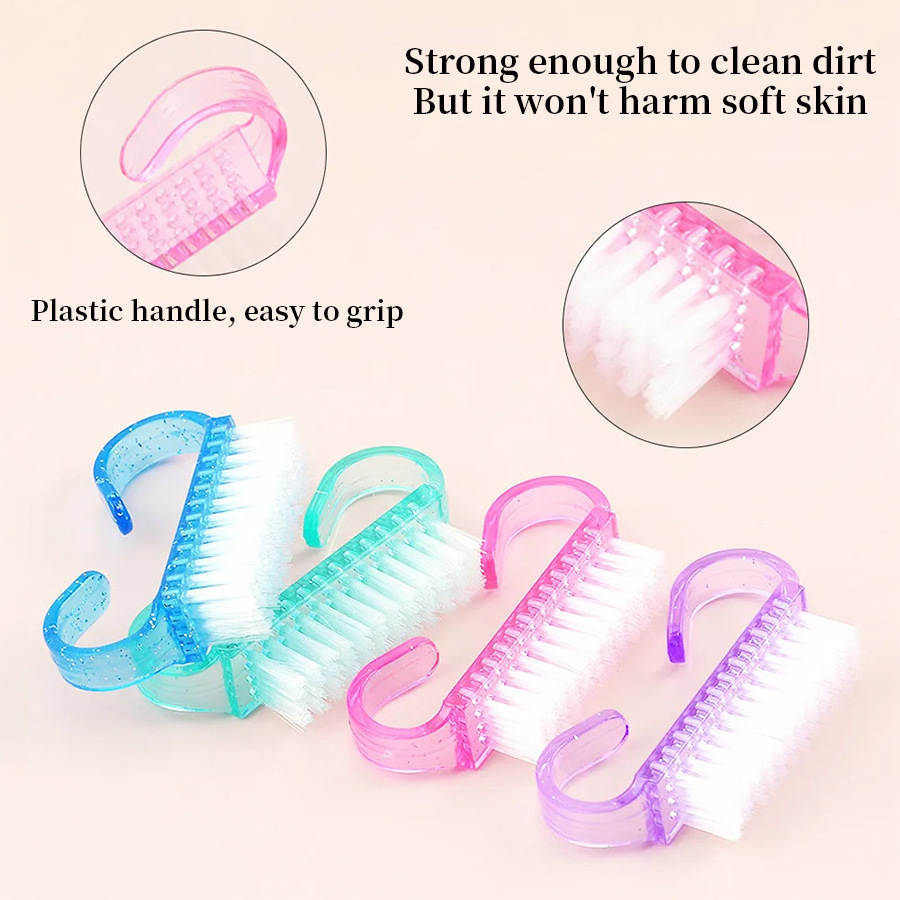 10pcs/bag Acrylic Nail Brush Pink Color Nail Art Manicure Pedicure Soft Remove Dust Plastic Cleaning Nail Brushes File Tools Set