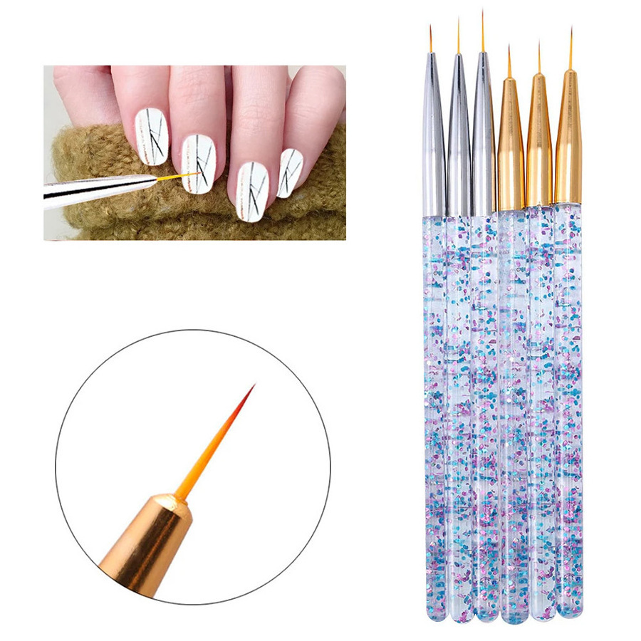 French Stripe Nail Art Liner Brush Set 3D Tips Line Stripes Drawing Pen UV Gel Brushes Painting Pen Manicure Tools