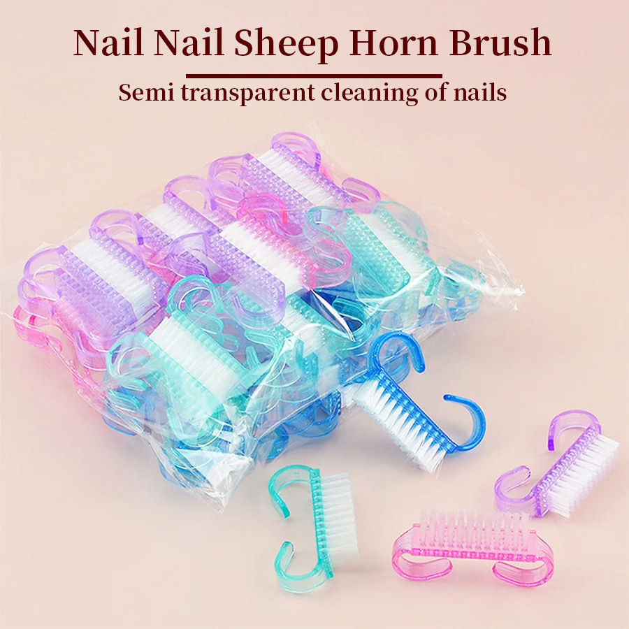 10pcs/bag Acrylic Nail Brush Pink Color Nail Art Manicure Pedicure Soft Remove Dust Plastic Cleaning Nail Brushes File Tools Set