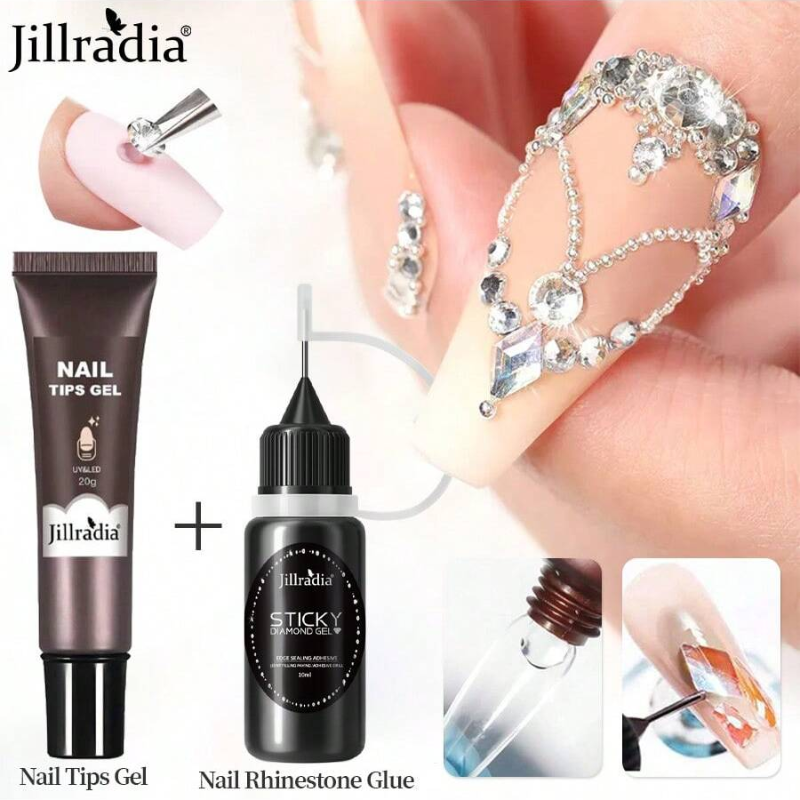 2pcs/Set Nail Solid State Rhinestone Glue Soak Off UV Super Strong Glue Gel Acrylic Press On Nails Tips for Gel Jelly Tips