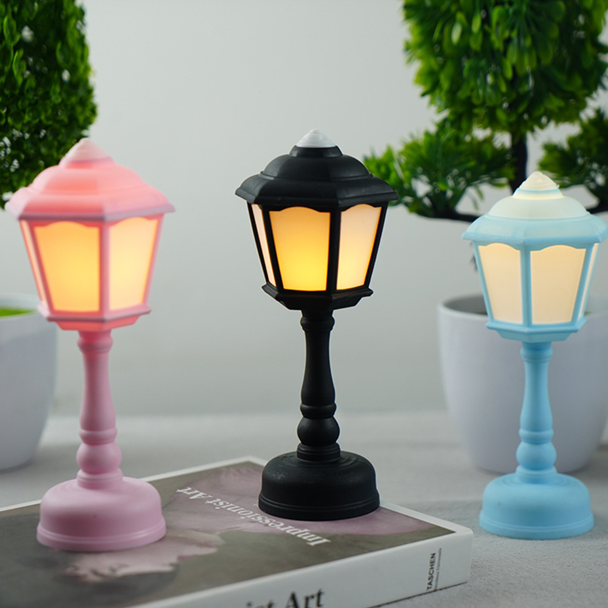 Fresh and simple soft light LED storm Lantern Festival decoration living room desk hexagonal LED lamp flame free candle lantern