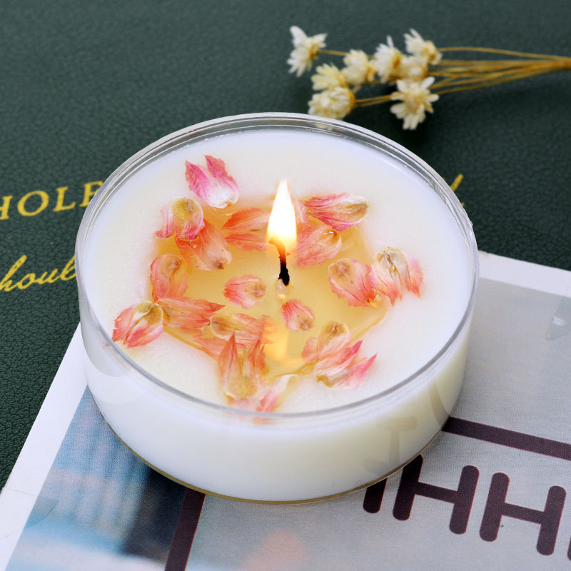 Hot Selling Dry Flower Soy Candle with Plastic Box Handmade Home Fragrance Everlasting Flower Fragrance Scented Candle