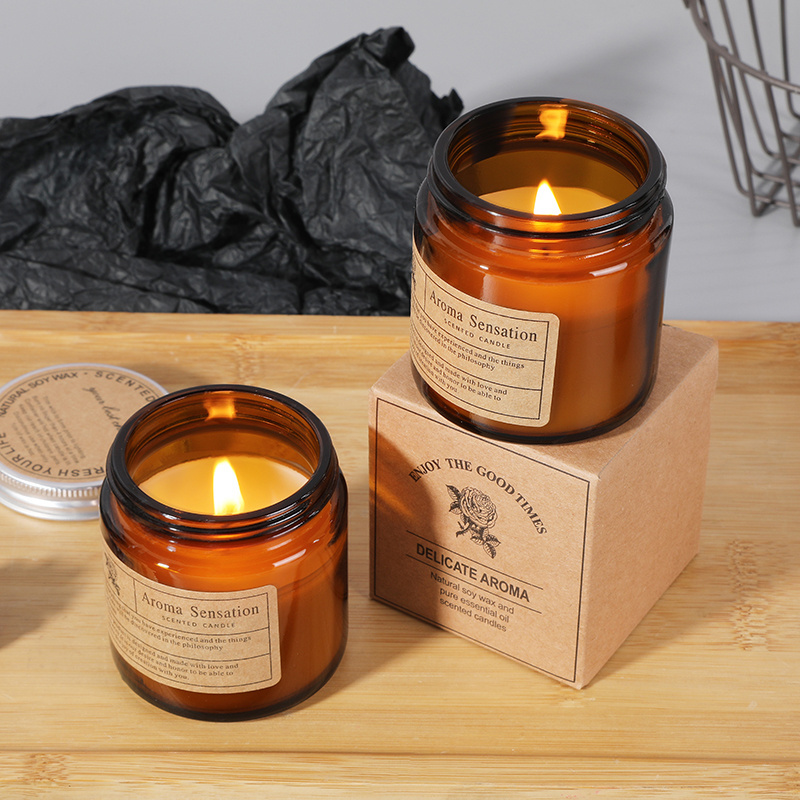 Wholesale Soy Candle For Birthday Gift Home Scented Amber Jar Candles