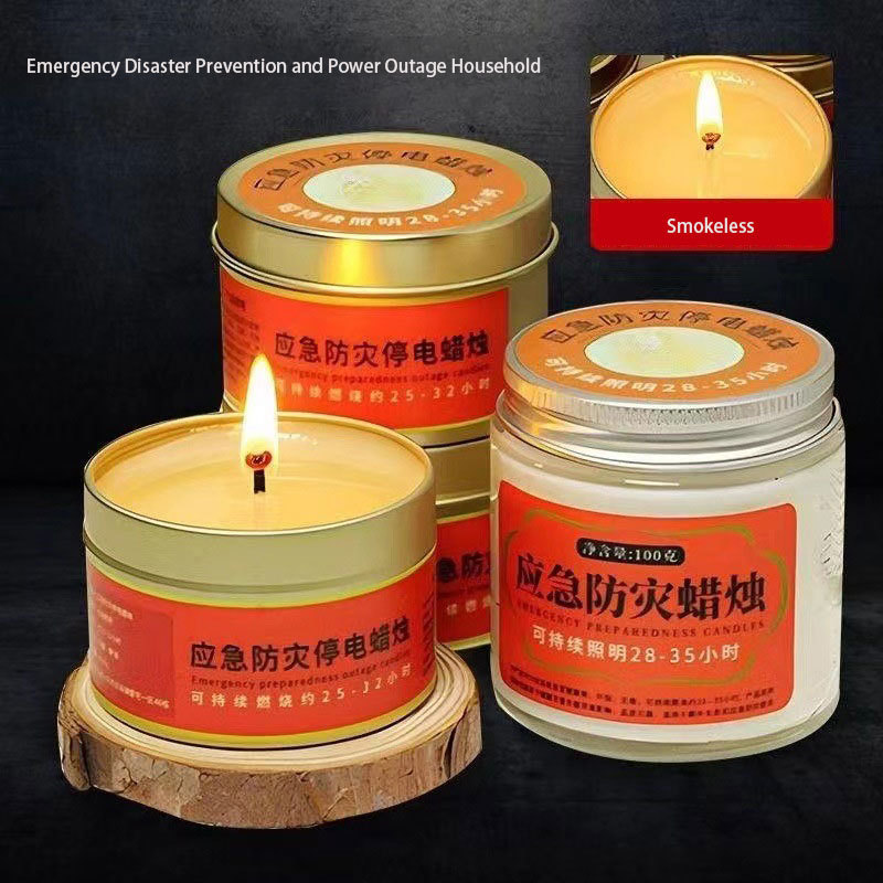 Wholesale Tin Emergency Candle Burning Time 24 Hour Smokeless Rainproof Glass Jar Emergency Candle