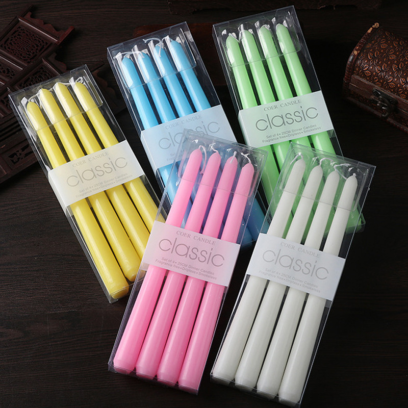 Wholesale 4pcs Pack Classic Core Candle For Religious Worship Church Blessing PET Box No Drip Household Taper Candle