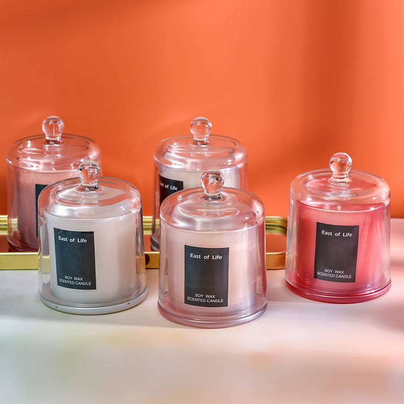 Hot Selling Bell Glass Jar Scented Candle Natural Soy Wax Burning 30 Hour Strong Scent Transparent Aroma Vessel Candle