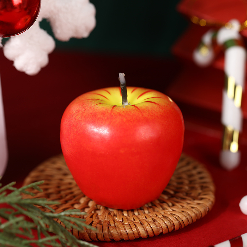 New Christmas Gift Apple Candles Handmade Paraffin Wax For  Home Decor  Festival Gift Fruit Novelty Apple Candles