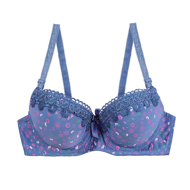 Hot Sale Luxury Quality Lace Floral Printing Underwire Lingerie Push Up C Cup Bra For Girls