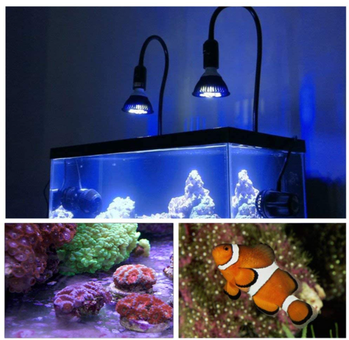 LED Aquarium  Light  Bulb, 18W Refugium Light Aquarium LED Light Fish Tank Bulb with 6 Band Full Spectrum for Coral Reef Sal