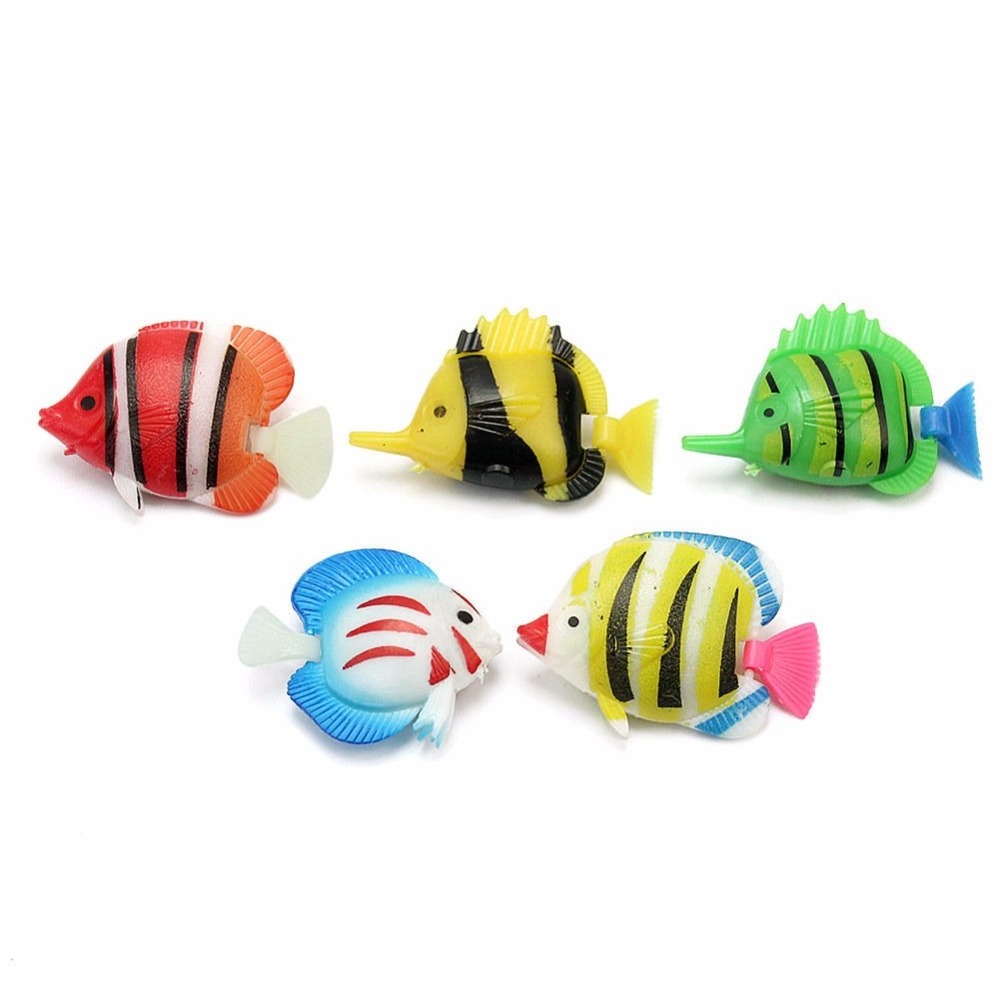 5Pcs/Set Plastic Fake Floating Artificial Tropical Fish Simulation Vivid Landscape Aquarium Tank Ornament Decoration Accessories