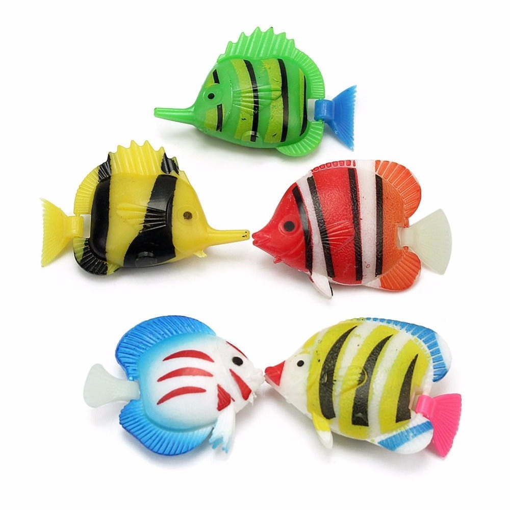 5Pcs/Set Plastic Fake Floating Artificial Tropical Fish Simulation Vivid Landscape Aquarium Tank Ornament Decoration Accessories