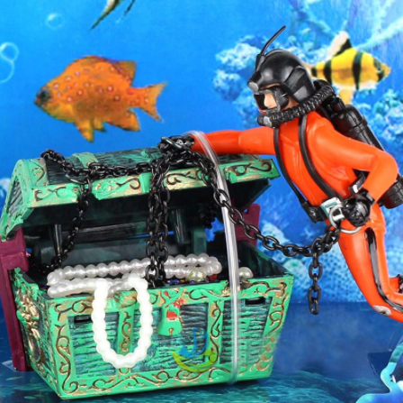 Treasure Hunter Diver Action Figure Fish Tank Ornament Landscape Aquarium Decoration Accessories