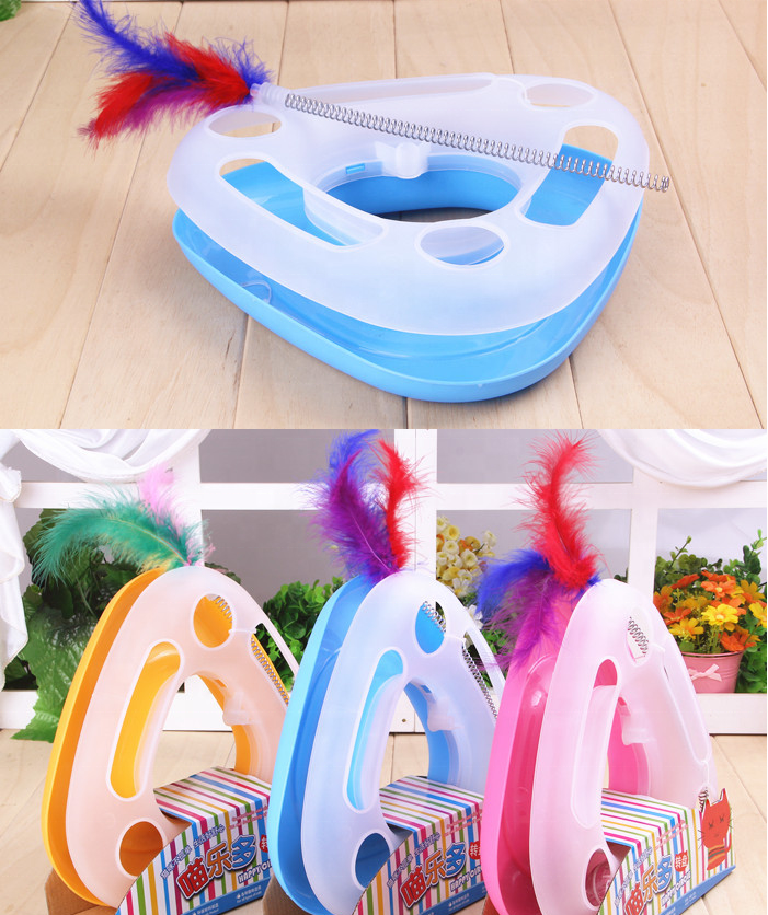 Cat Toy Turntable Three Layer Cat Track Amusement Plate Amusement Plate Rotating Track Ball Puzzle Cat Stick