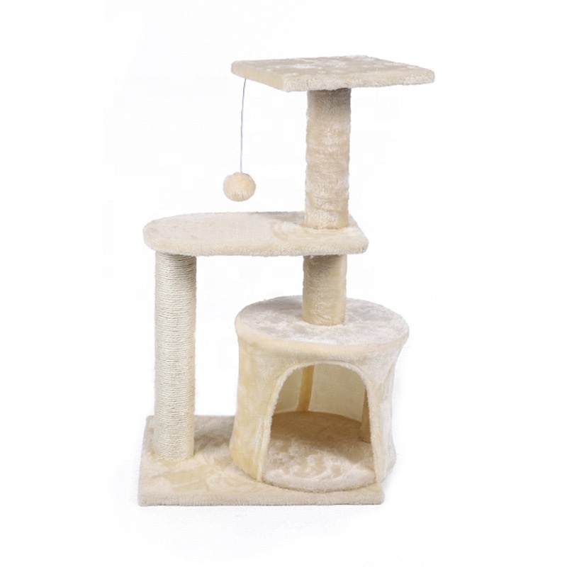 Pet Supplies Cat Crawling Frame Jumping Platform Cat Tree Climbing Scratching Toy Sisal Pillars with Cute Toy Hangers