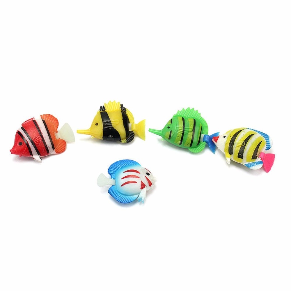 5Pcs/Set Plastic Fake Floating Artificial Tropical Fish Simulation Vivid Landscape Aquarium Tank Ornament Decoration Accessories