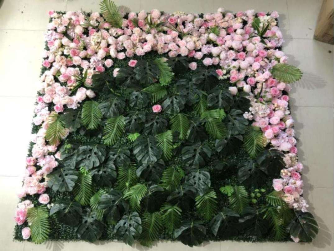 BD015 Wedding Decor Flower Panel Roll Up Cloth Back White Rose Artificial Flower Row Wall Backdrop Decor