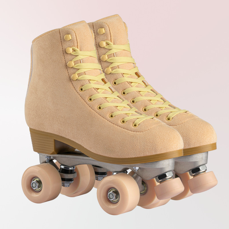 OEM&ODM Microfiber Vamp Roller Skates Shoes Plain patines 4 ruedas Rental Quad Roller Skate for Adult