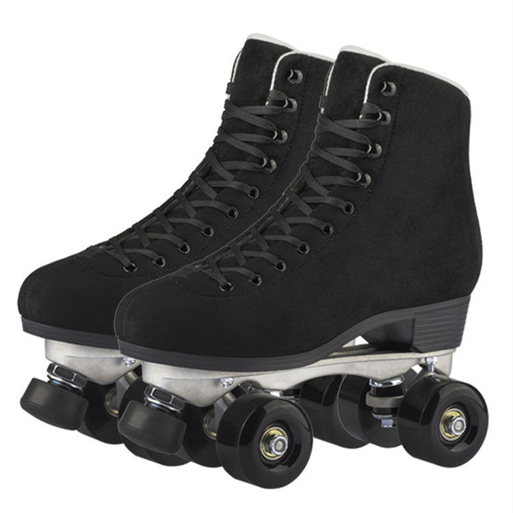 OEM&ODM Microfiber Vamp Roller Skates Shoes Plain patines 4 ruedas Rental Quad Roller Skate for Adult