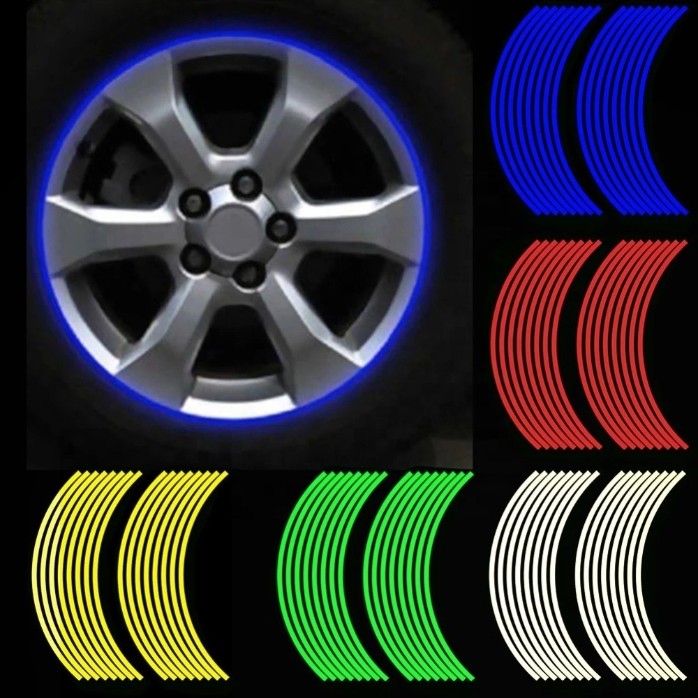 18 Inches Motorcycle Wheel Stickers Under Car Decals Reflective Rim Stripe Tape DIY Wheel Decals Suitable