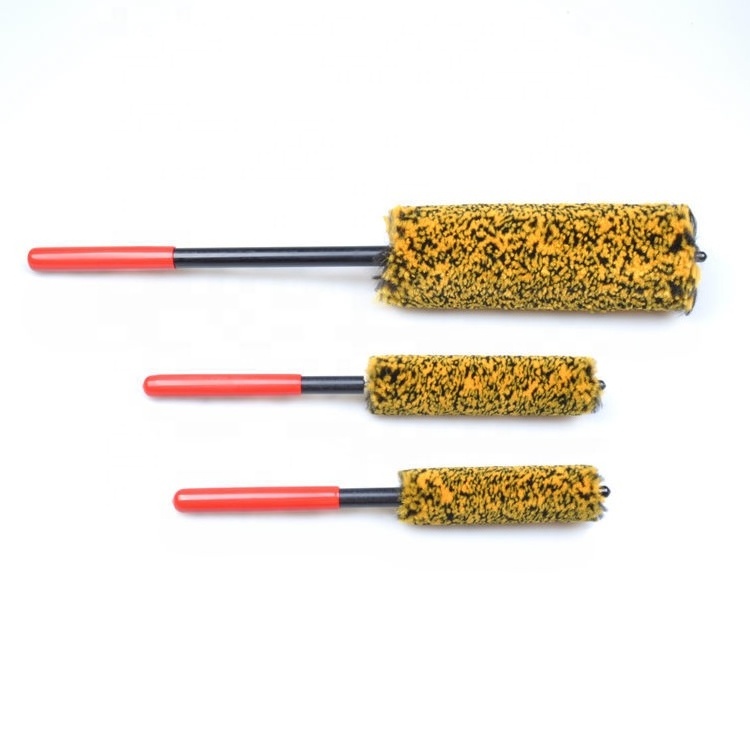 Auto Car Wheel Hub Cleaning Brush Flexible Long Handle Premium Wool Car Rim Brushes Soft Fiber Car Tire Cleaning Brush