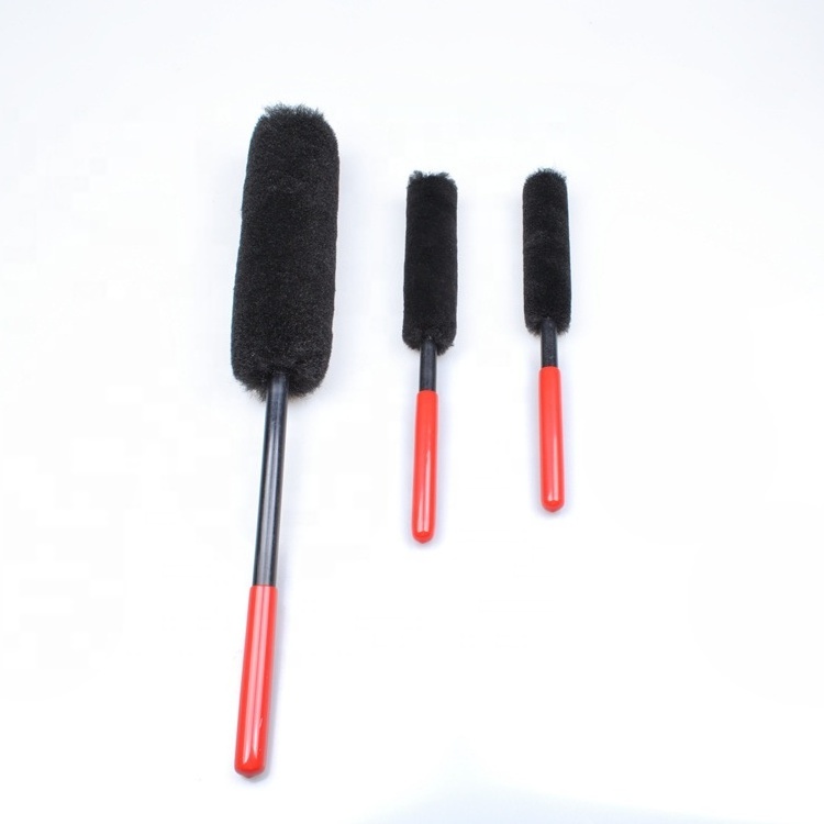 Auto Car Wheel Hub Cleaning Brush Flexible Long Handle Premium Wool Car Rim Brushes Soft Fiber Car Tire Cleaning Brush