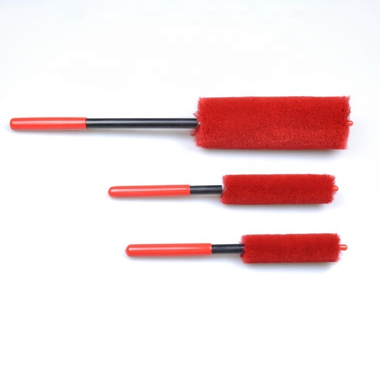 Auto Car Wheel Hub Cleaning Brush Flexible Long Handle Premium Wool Car Rim Brushes Soft Fiber Car Tire Cleaning Brush