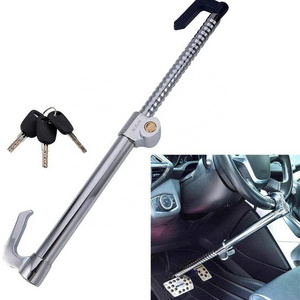 Universal car steering wheel lock Anti-theft car pedal lock Retractable Double Hook Car Clutch Pedal Wheel Clutch Brake Lock