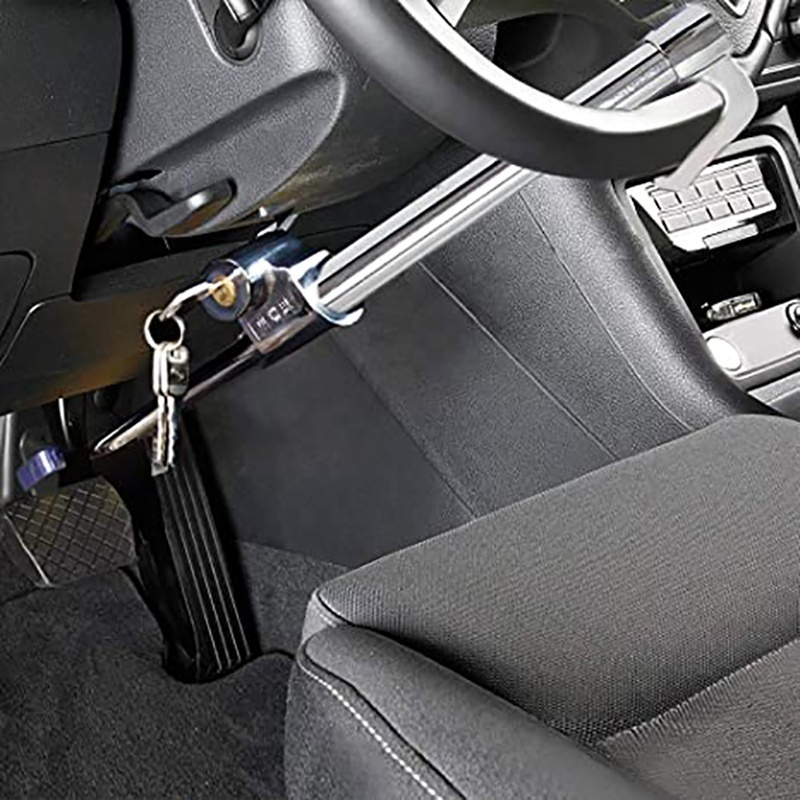 Universal car steering wheel lock Anti-theft car pedal lock Retractable Double Hook Car Clutch Pedal Wheel Clutch Brake Lock