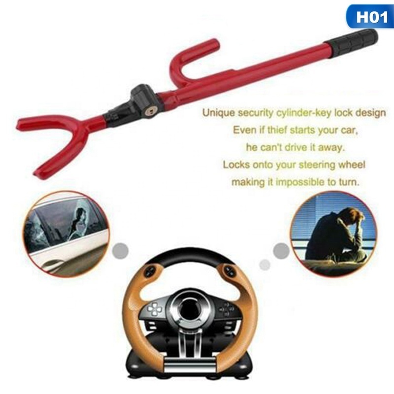 Car Wheel Lock Safety Self-defense U-shaped Retractable Anti Theft Steering Wheel Lock Long Clutch lock