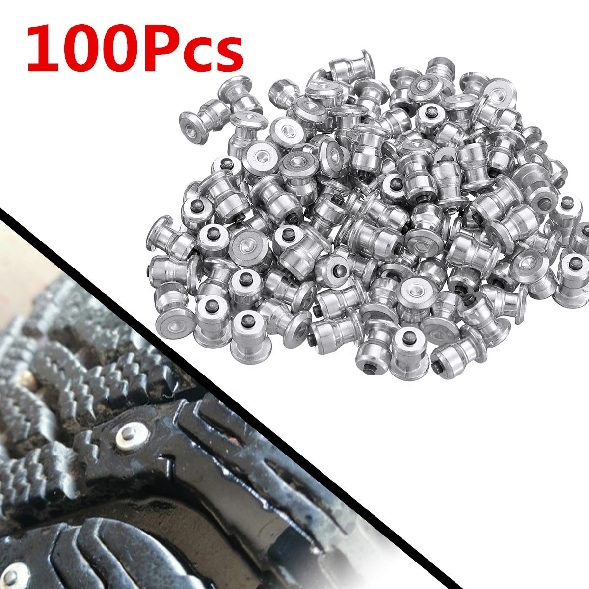 100pcs Winter Wheel Lugs Car Tires Studs Screw Snow Spikes Wheel Tyre Snow Chains Studs For Shoes ATV Car Motorcycle Tire 8x10mm