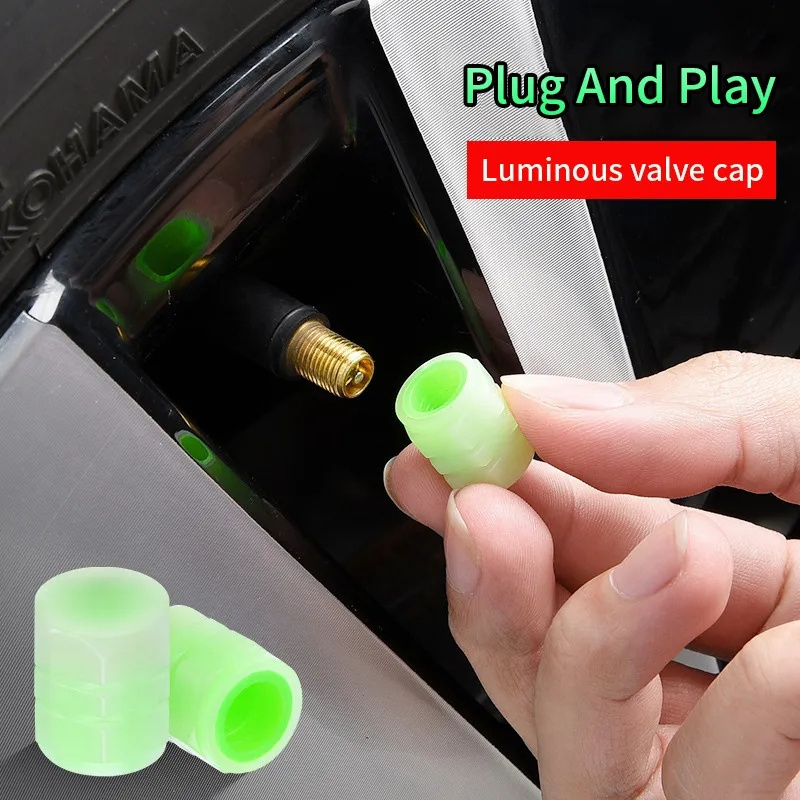 Universal MTB Car Tire Valve Caps Fluorescent Tyre Valves Stem Covers For Bike Motorcycle Auto Tire Luminous Replace Accessories