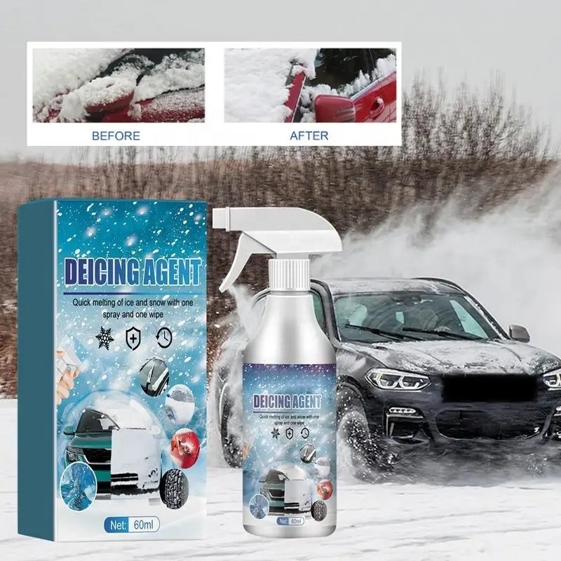 60ml Snow Melting Spray Ice Remover Spray Snow Melting Defrost Liquid For Windows Anti-Icing Frost Protection anti icing