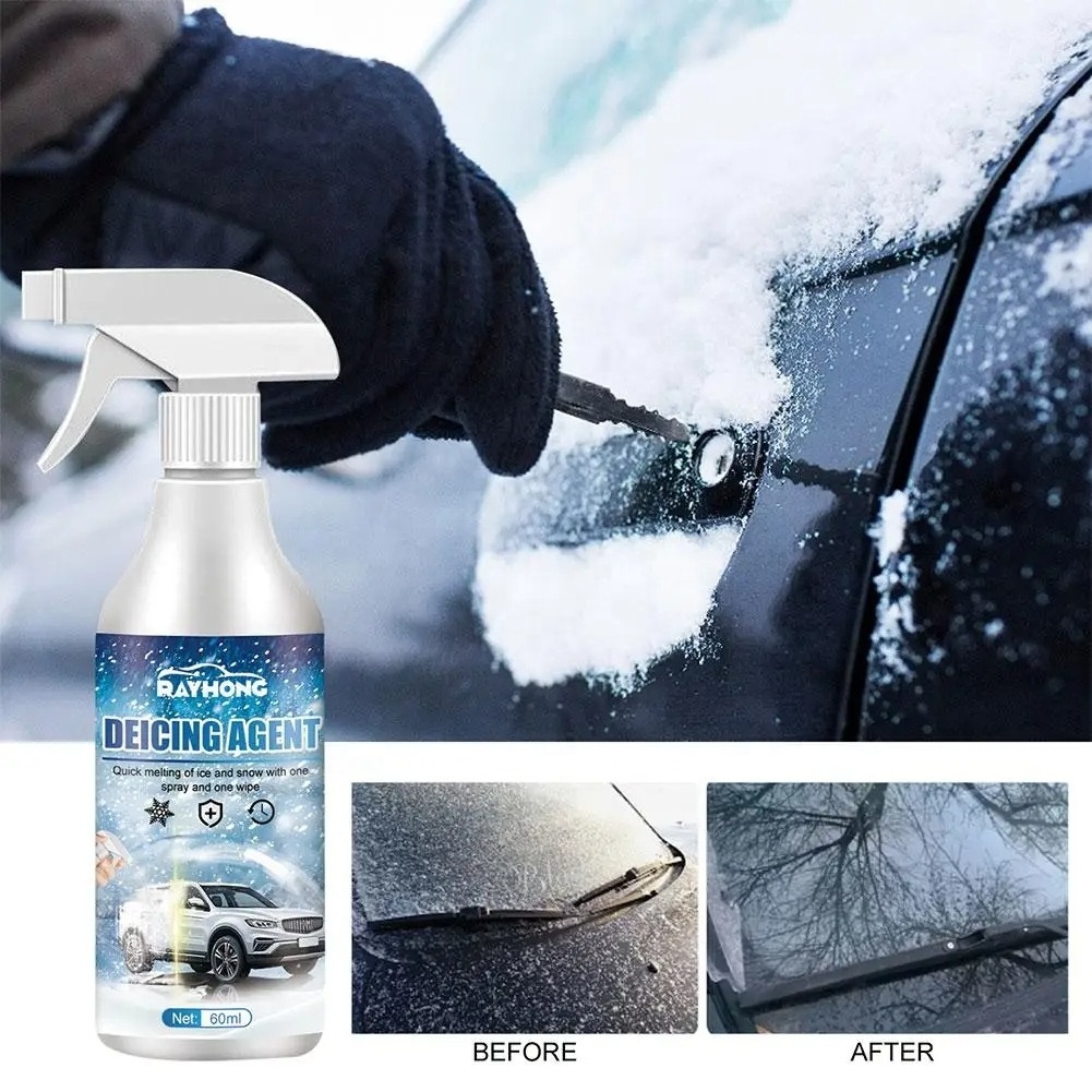 60ml Snow Melting Spray Ice Remover Spray Snow Melting Defrost Liquid For Windows Anti-Icing Frost Protection anti icing